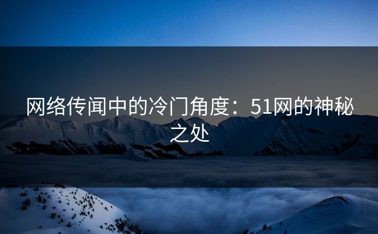 网络传闻中的冷门角度：51网的神秘之处