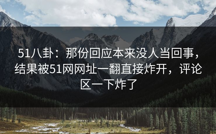 51八卦：那份回应本来没人当回事，结果被51网网址一翻直接炸开，评论区一下炸了