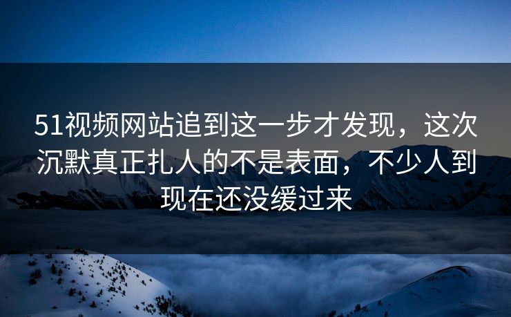 51视频网站追到这一步才发现，这次沉默真正扎人的不是表面，不少人到现在还没缓过来